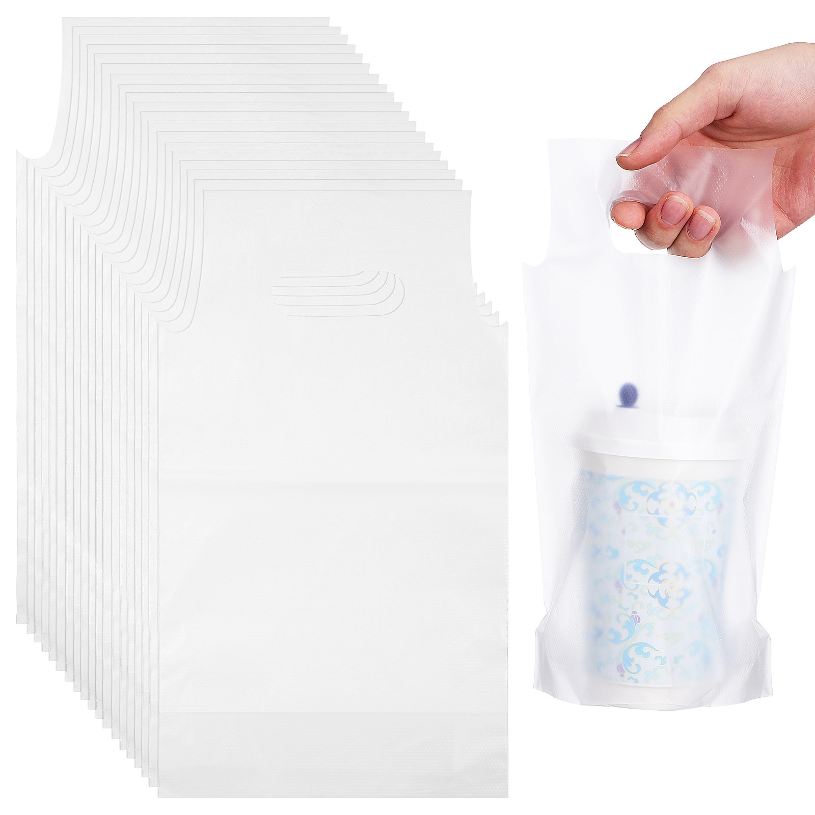 Coffee Tea With Milk - 500Pcs Transparent Takeout Beverage Bags with
