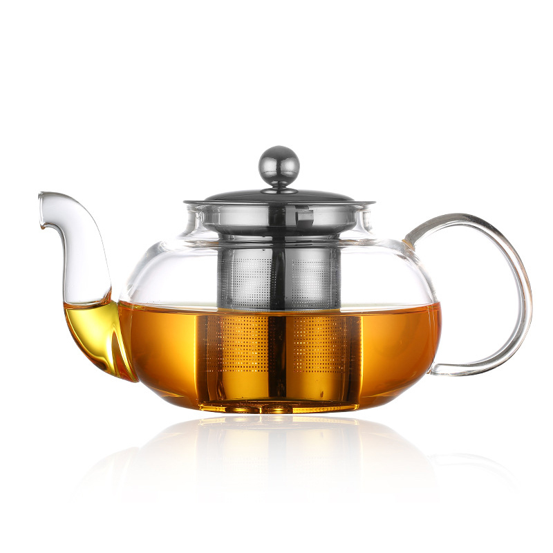 Coffee Tea And Sugar Set - 600/800ml Heat Resistant Glass Teapot Flower