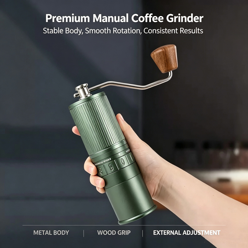 Hand-Crank Coffee Grinder, Pou - Burr Hand Grinder 评论和价格