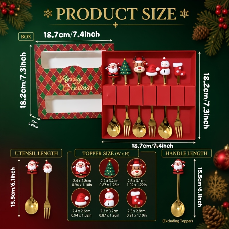 6Pcs Festive Christmas Spoon F - Coffee Tea And Sugar Set 评论和价格