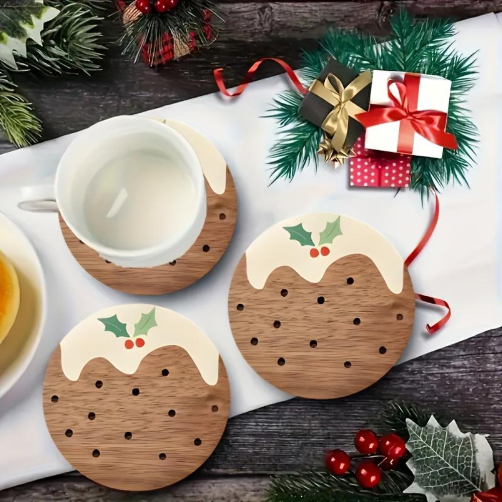Wooden Cup Coasters Set Puddin - Coffee Tea And Sugar Set 评论和价格